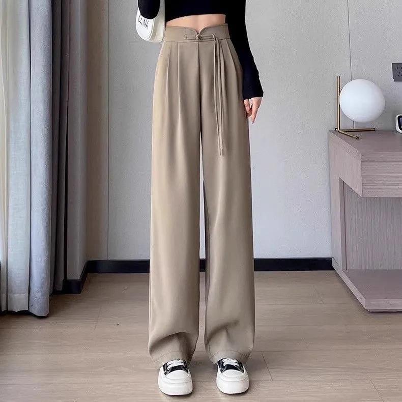 Women's High-Waist Pleated Wide-Leg Suit Pants - Spring/Summer New Arrival