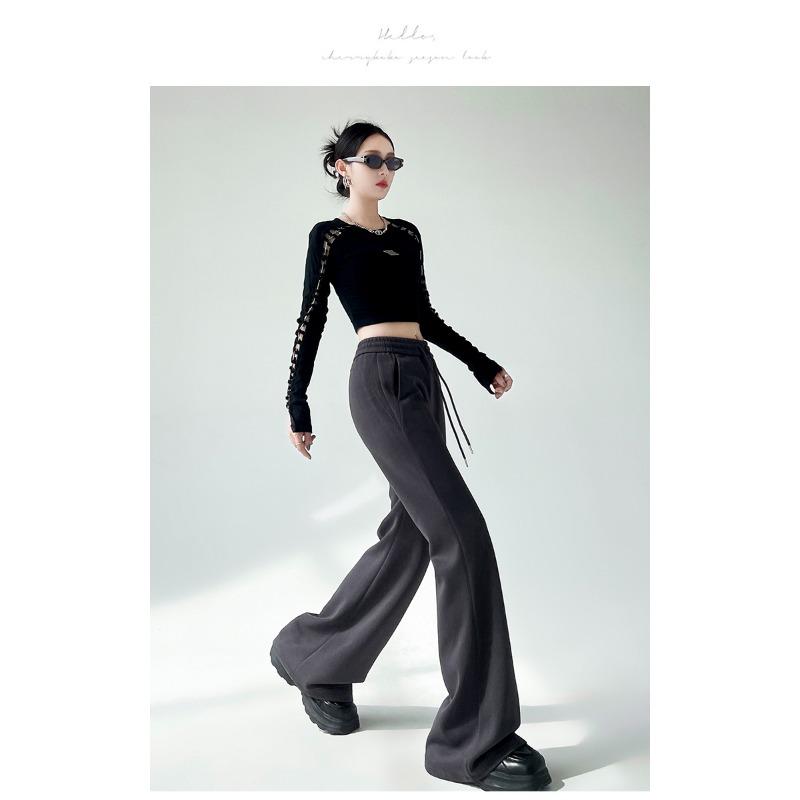 Autumn Winter Women Fashion Micro-pull Pants New Drawstring Sports Casual Sweatpants Solid Color Flared Pants Casual Street Wear Trousers 2339