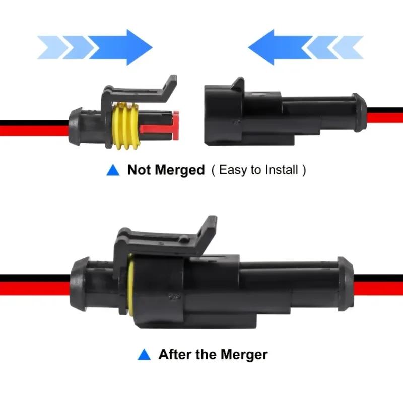 Wasserdichter Auto-Steckverbinder 2-polig Auto Motorrad Roller Marine Wasserdicht Männlich Weiblich Elektrische Steckverbinder Stecker mit Kabel