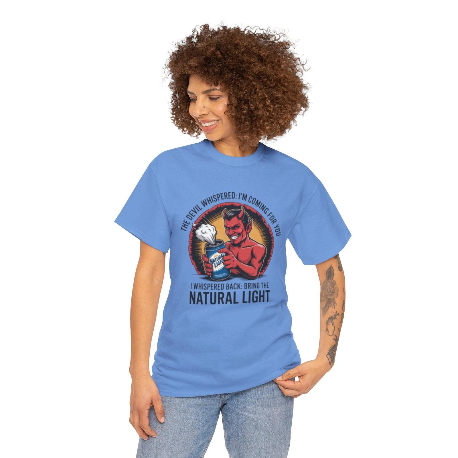 Devil Holding Beer Can, Natty Natural Light Beer T-Shirt | Natural Light Beer M