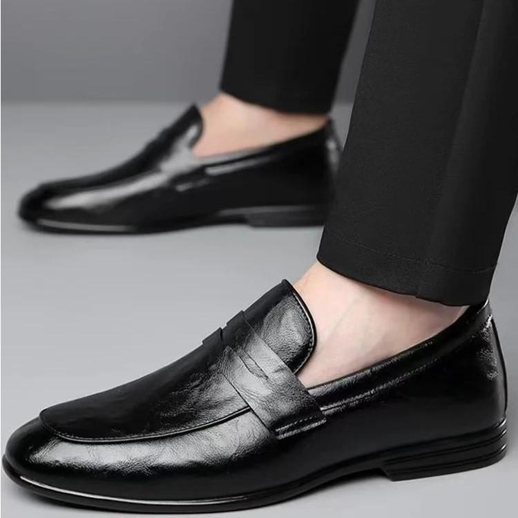 Doudou shoes men's formal leather shoes men's lazy single shoes simple and casual