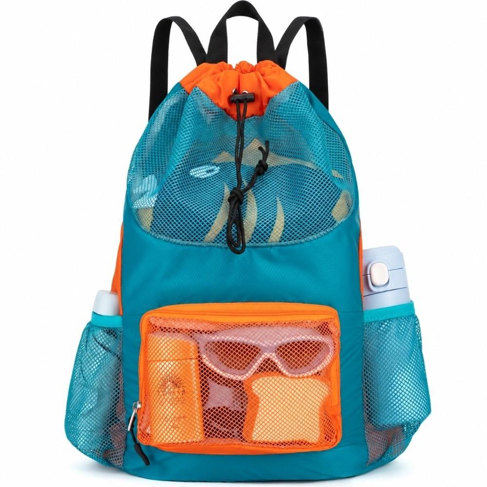 Breathable Mesh Kids Swim Backpack Quick Dry Drawstring Pool Sack Gym Activities