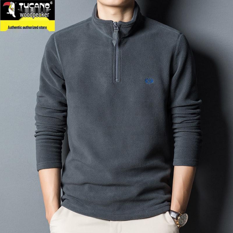 Men's Autumn/Winter Woodpecker Polartec Half-High Collar Zipper Fleece Hoodie
