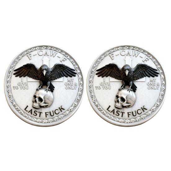1/2/3Pcs Raven Skull Souvenir Coin Double-Sided Attitude Crow Challenge Coin Token of Freedom Humor