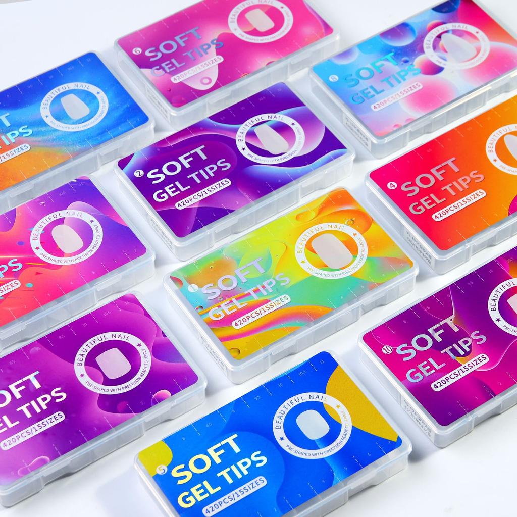 420PCS Soft Gel Tips Full Cover Frosted False Nail Tips Press On Fake Nails for Soak Off Nail