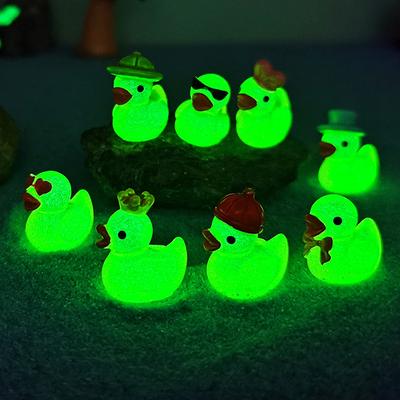 30 Piezas Resina Luminosa Mini Patito Amarillo Miniaturas Casa de Muñecas Patos que Brillan en la Oscuridad Figuras Para Decoración DIY Acuario Jardín