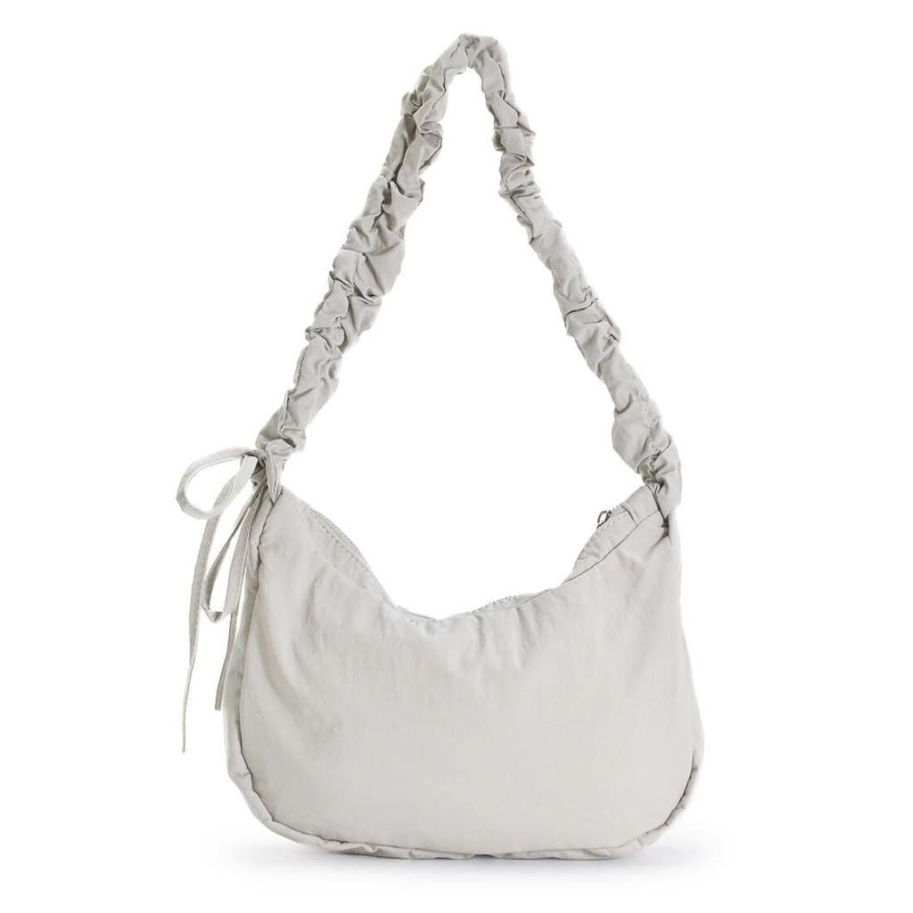 [Barcos Blue] Nylon Gathered Ribbon Handbag, Stylish Sweet and Spicy Mix Design, Women's, Black