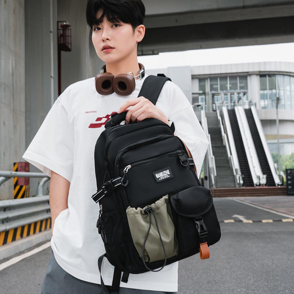 Trend Tooling Style Couple Backpack Lightweight Versatile Middle School Student School Bag Large Capacity Computer Travel Backpack