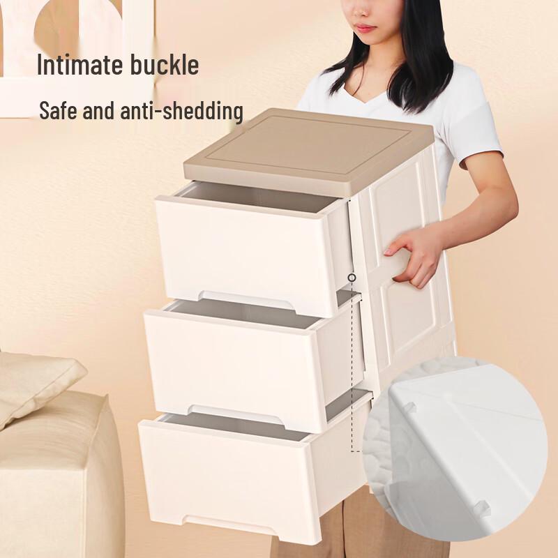 Simple Plastic 3-Layer Bedside Storage Cabinet