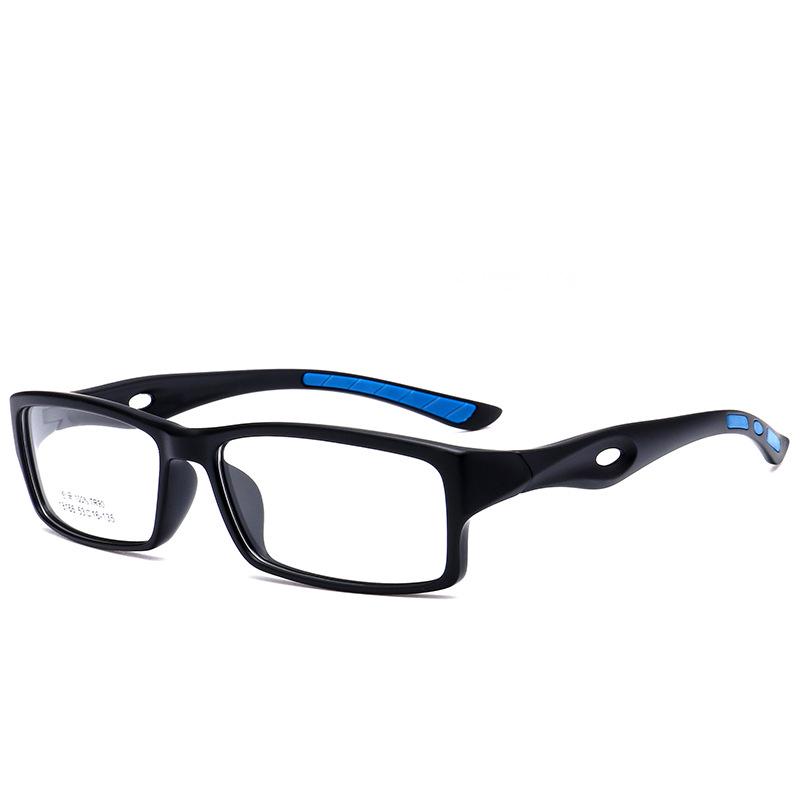 TR90 Sports Comfort Glasses: Square Frame, Narrow Rim, Anti-slip Silicone Temple Tips, Optical Glasses 18166.