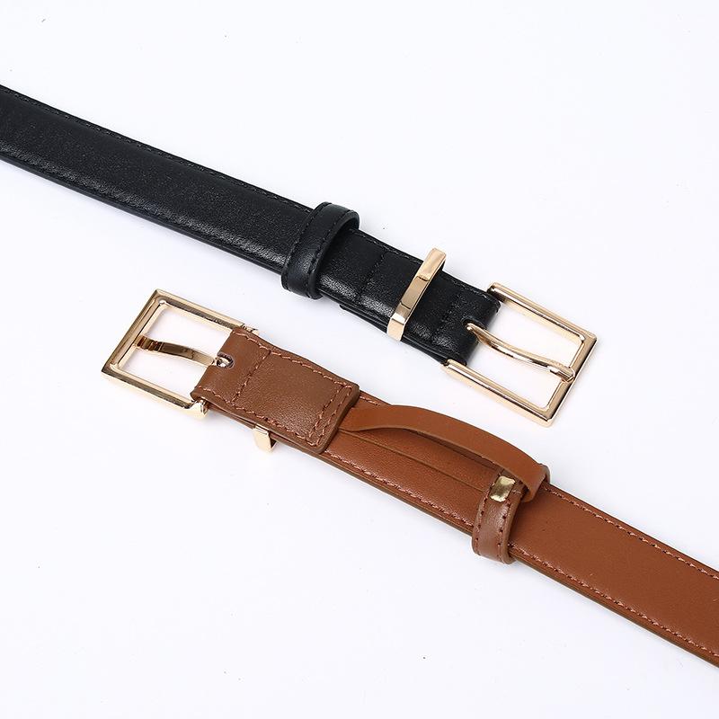 Light Luxury Simple Trend Fashion Versatile Leather Pin Buckle First Layer Cowhide High-End Women'S Belt Casual Pants Belt