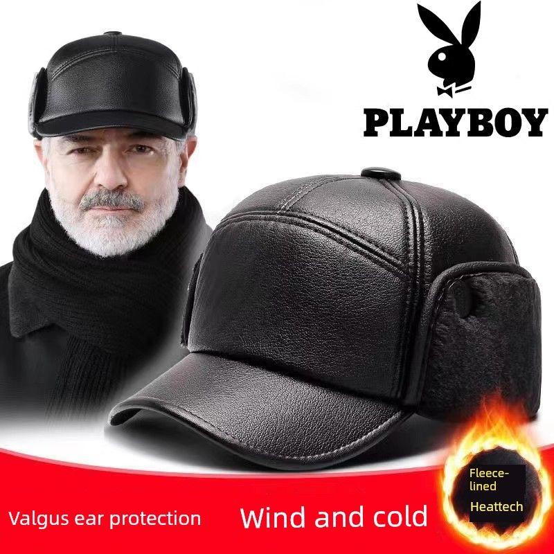 

Кожаная шляпа для мужчин среднего и пожилого возраста, зимний сезон, с ушными клапанами, теплая, для пожилого мужчины, папы, кепка-бейсболка в стиле Лэй Фэн с козырьком One hat and two black velvet 56cm-60cm