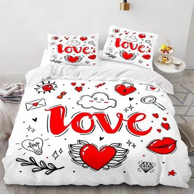 Poszwa na kołdrę w kształcie serca Love Heart Luksusowy romantyczny motyw dla pary Prezenty na walentynki Dekoracja sypialni z mikrofibry Kobiety Prezenty Queen