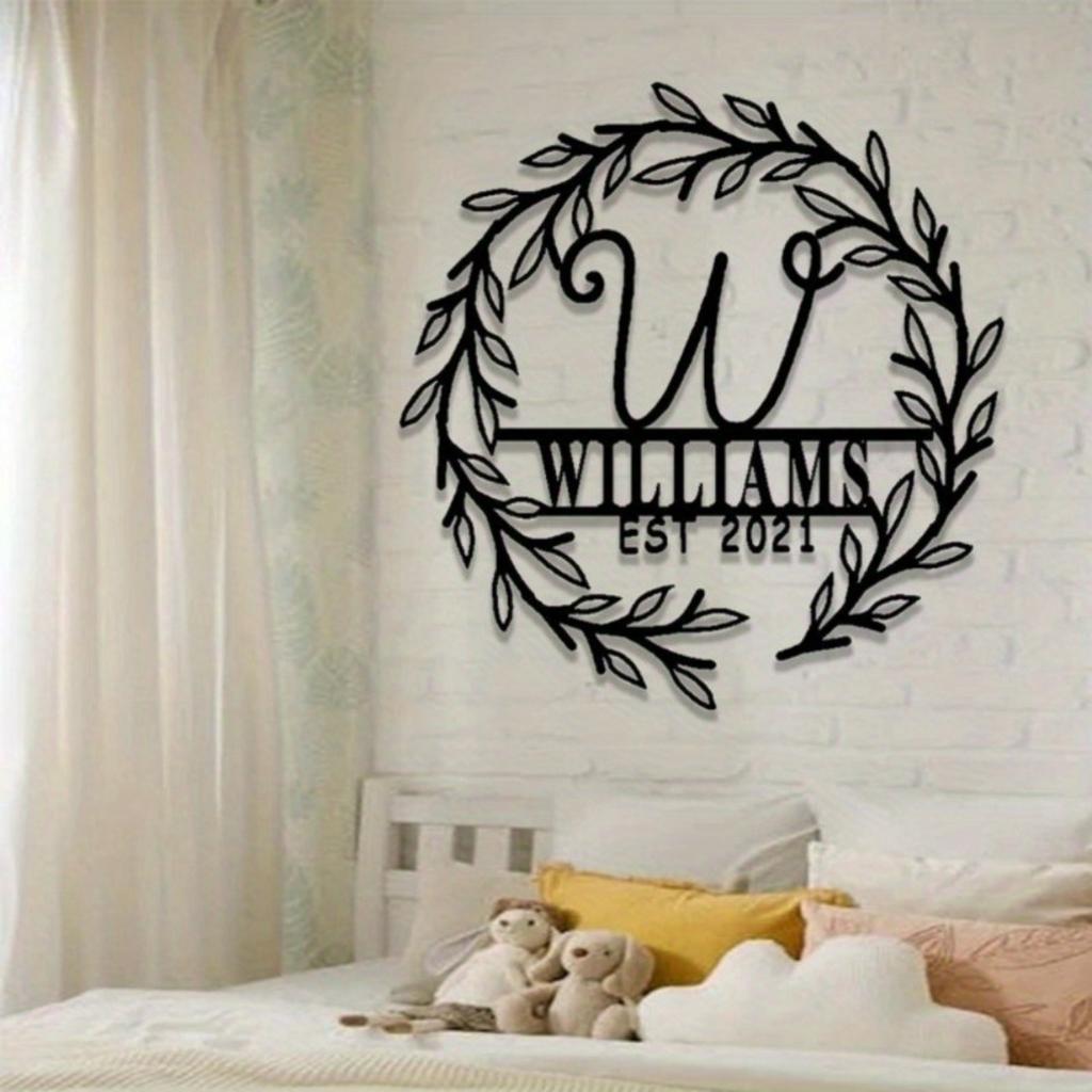 Metal Monogram Name Sign, Personalized Last Name Plaque for Wall, Home Decor Gift, Established Date Embellishment, Vintage Tin Sign