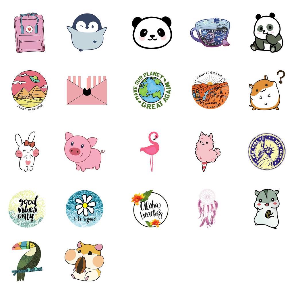 50 High-value Creative and Easy-to-tear Small Ear Series Graffiti Stickers Cute Jellyfish Decorative Stickers