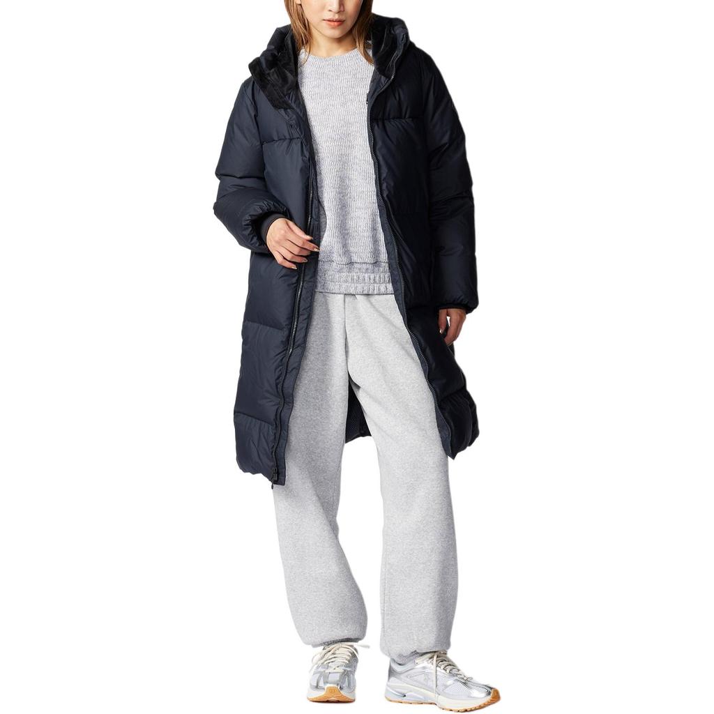 Under Armour FW24 Limitless Series Fashion Solid Color Warm Long Hooded Down Jacket Women Outerwear Black 1384649-001