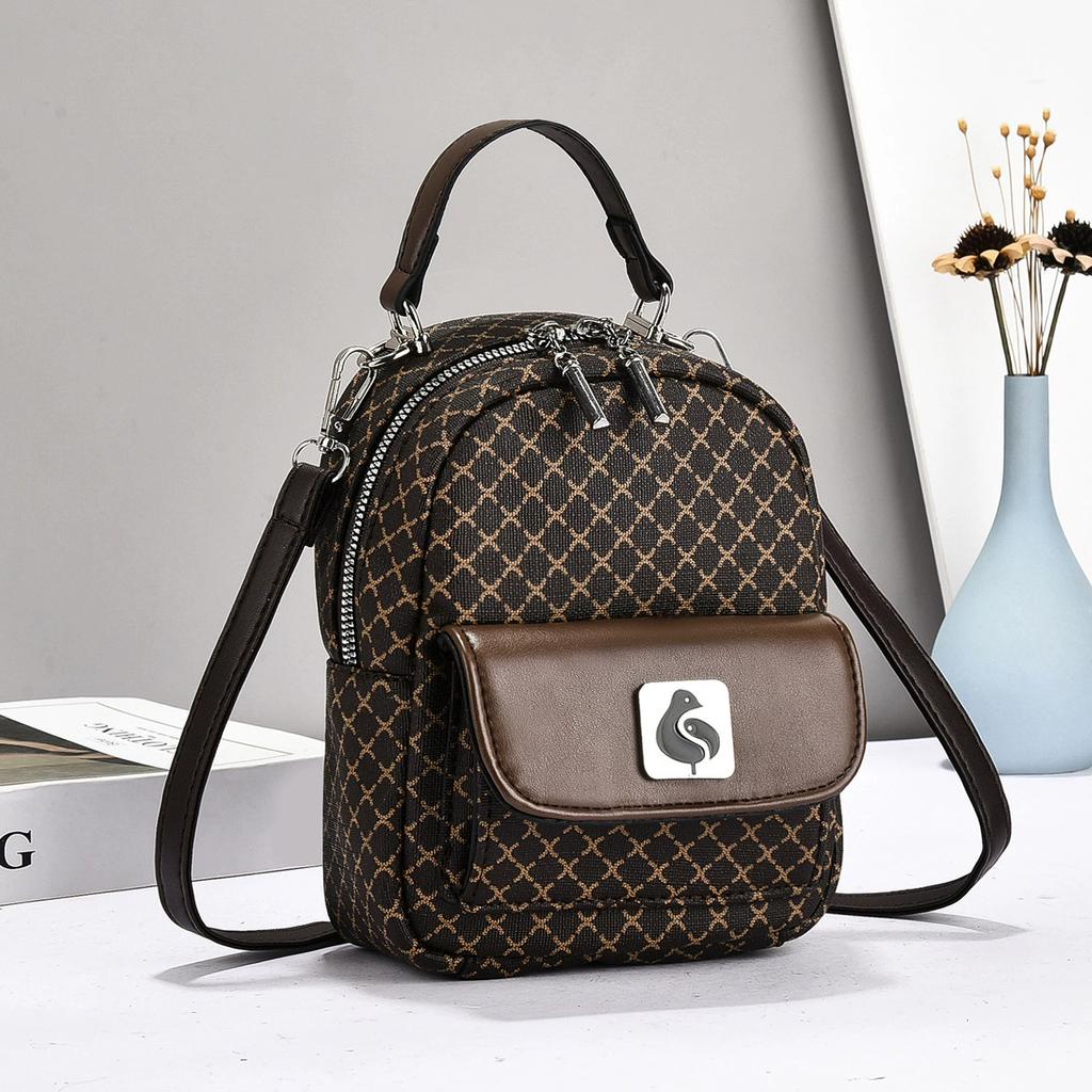 Women's Metallic Quilted Mini Backpack, 3-in-1 Convertible Crossbody Shoulder Bag, PU Leather Trendy Handbag for Daily Use
