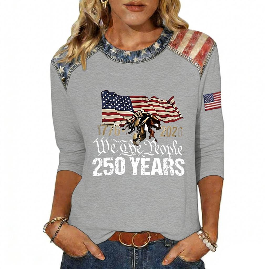 Women's Fashion Casual Independence Day Print Top