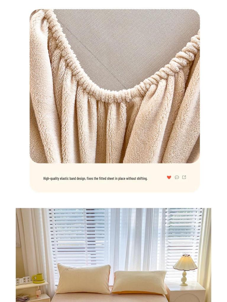 Autumn Winter Flannel Fitted Sheet: Non-slip Coral Fleece Bedspread & Mattress Cover
