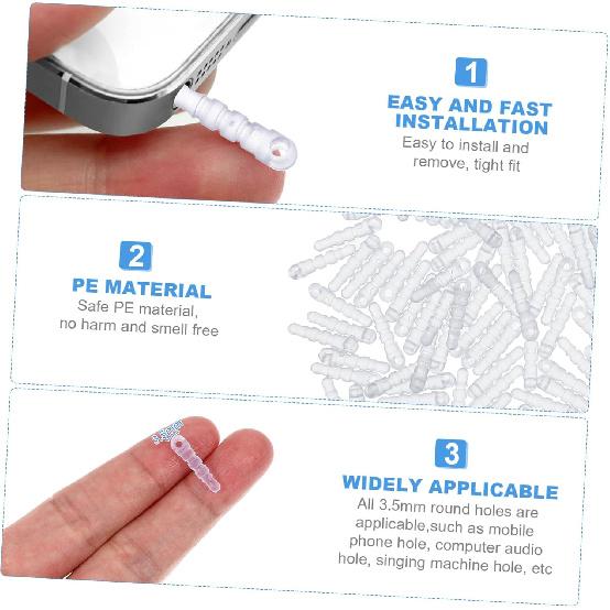 Dust Plugs, 100 Pcs Earphone Dust Plug Charm Headphone Dust Plug Cover 3.5mm Dust Plug Charm Headphone Dust Cover Protector Earphone Cap Cover