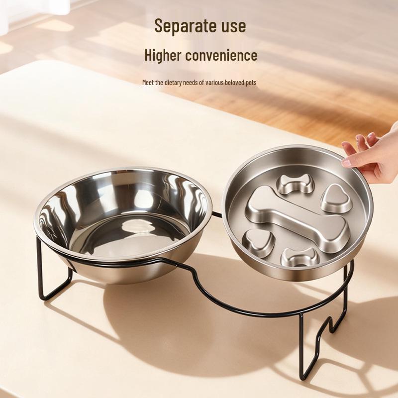 Non-Slip Stainless Steel Slow Feeder Bowl for Small to Medium Dogs and Cats