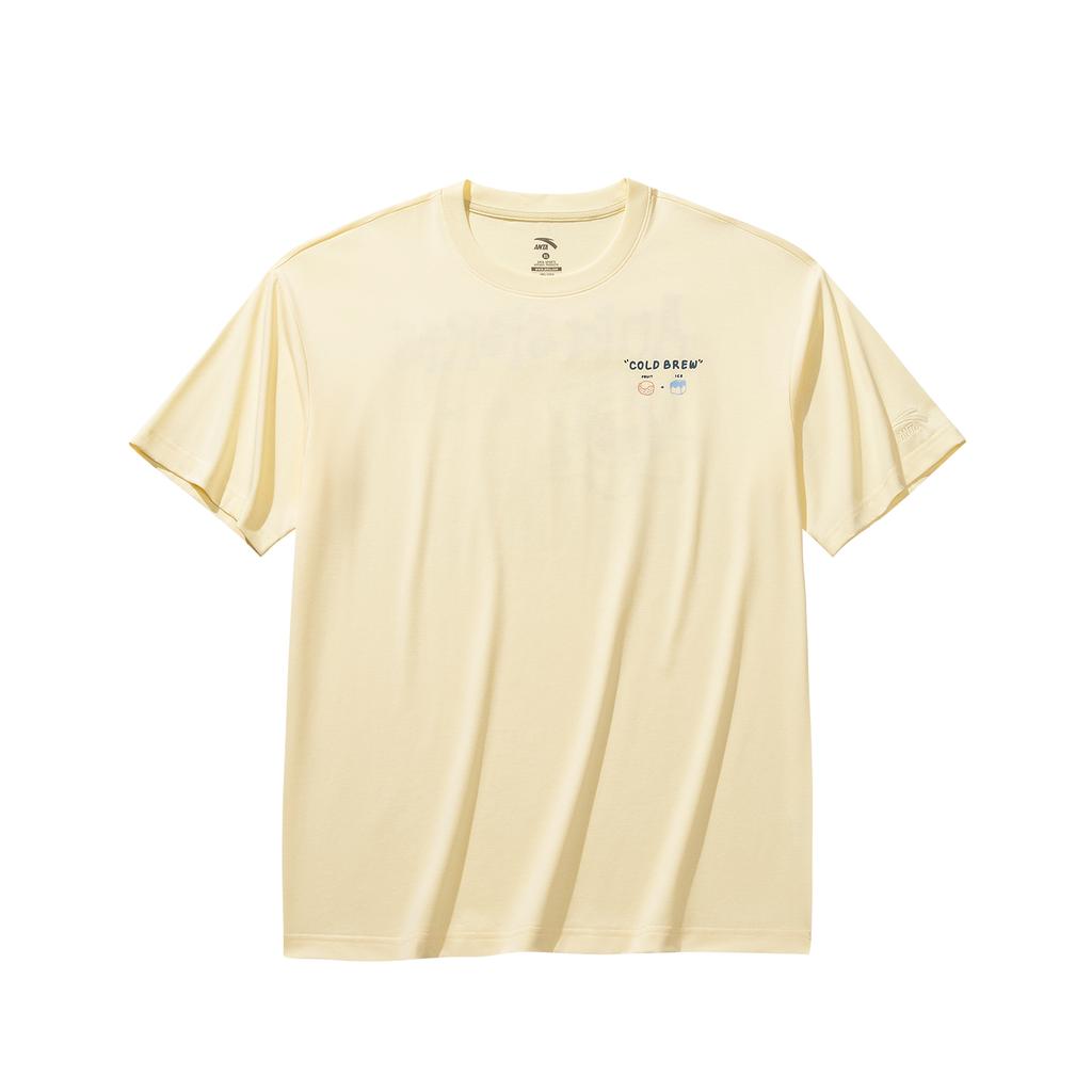 Anta Lifestyle Series Casual Short Sleeve Knitted Shirt Summer T-Shirt Unisex tops Banana-Yellow 972628118-2