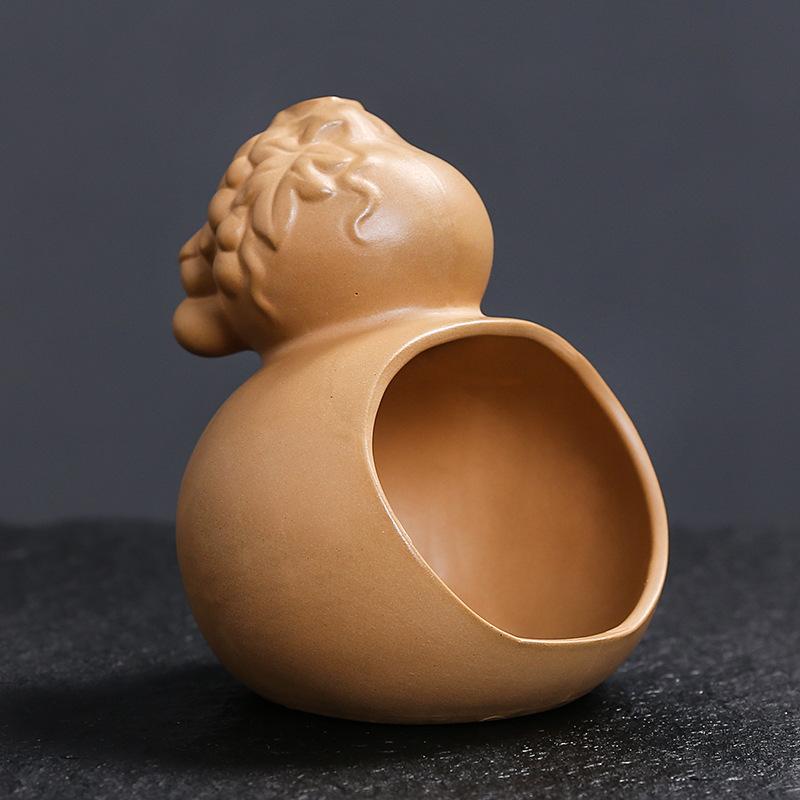 

Palo Santo Incense Burner Holder Modern Hand Painted Chimenea Incense Cone Sage Holder Brown Terracotta Ceramic