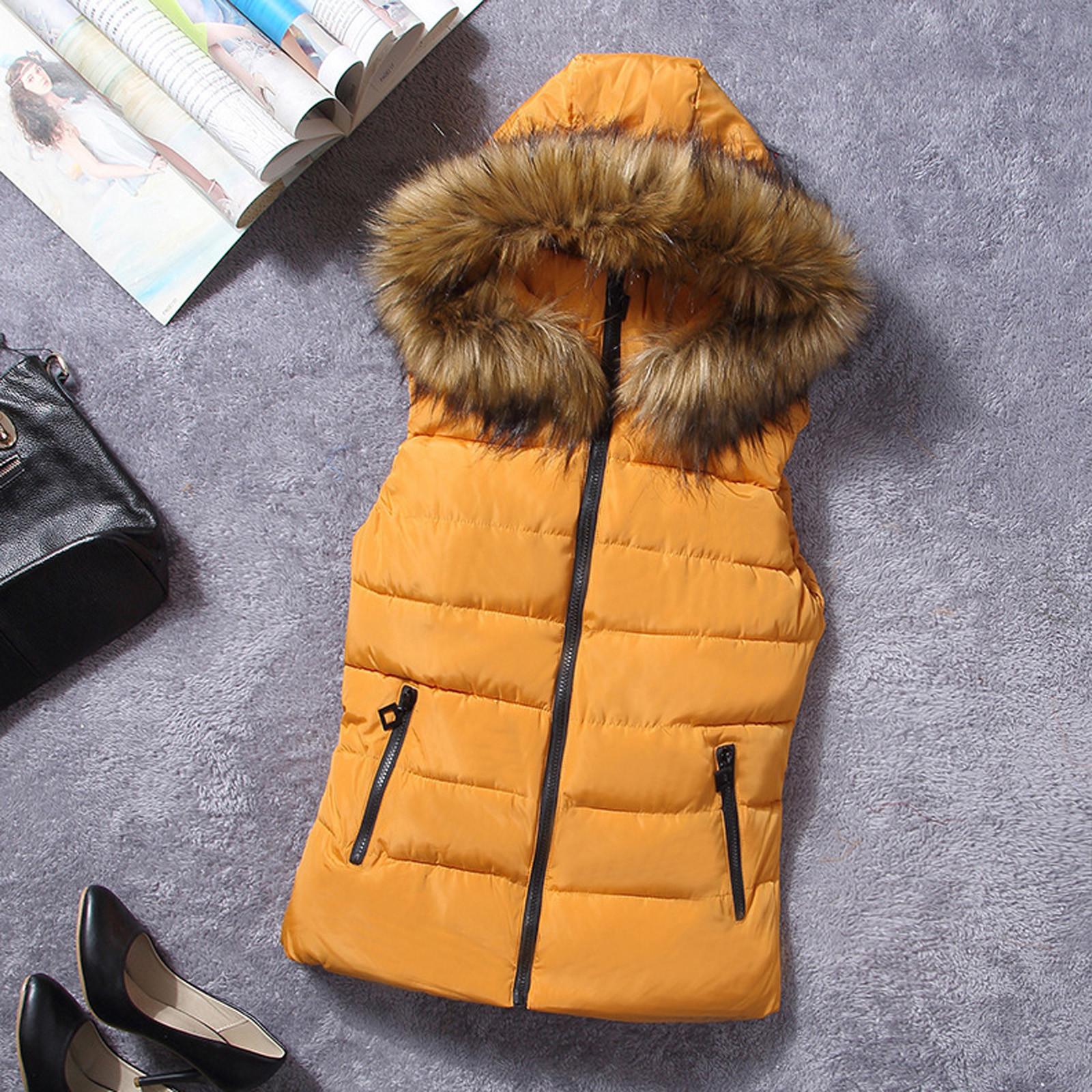 

Женская короткая верхняя одежда, куртки с хлопковой подкладкой, жилет с карманами из искусственного меха, пальто XL жёлтый