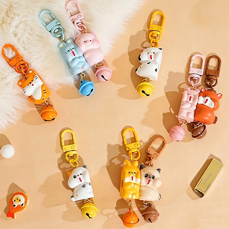 Magnetic Snap Keychain Set 3 Pcs Cartoon Resin Charms Portable Detachable Key Holders for Jacket Zipper Pendant Gift