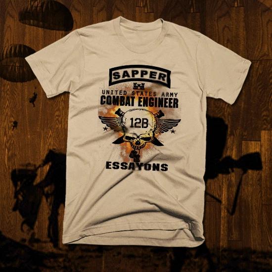 Combat Engineer T-Shirt Army Sapper 12 B Lead The Way Military Combat Veteran 4XL
