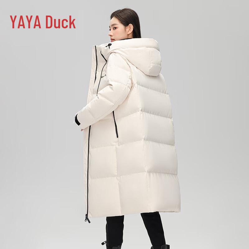 YAYA Women's Long Hooded Duck Down Puffer Coat