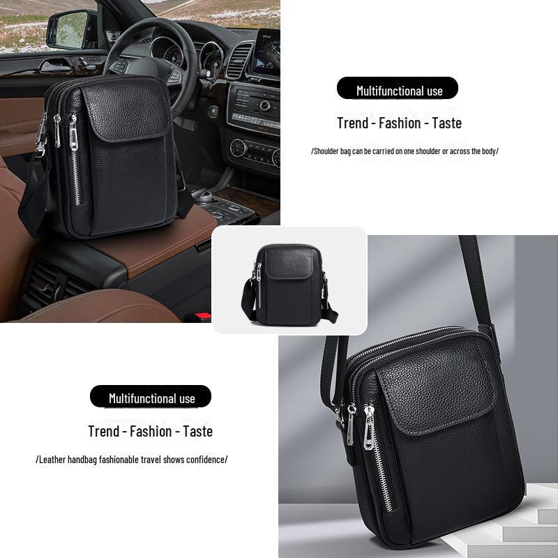 Men's High-End Genuine Leather Messenger Bag - Large Capacity, First Layer Cowhide Shoulder Bag
