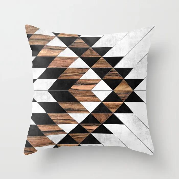 Juste De Coussin Géométrique Pour La Décoration Intérieure, Ferme, Oreiller De Canapé, Bois Créatif, Taie D'oreiller En Marbre Mars, Mode