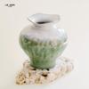 LeMeng Gradient Green and White Ceramic Flower Vase for Living Room or Entryway Decoration