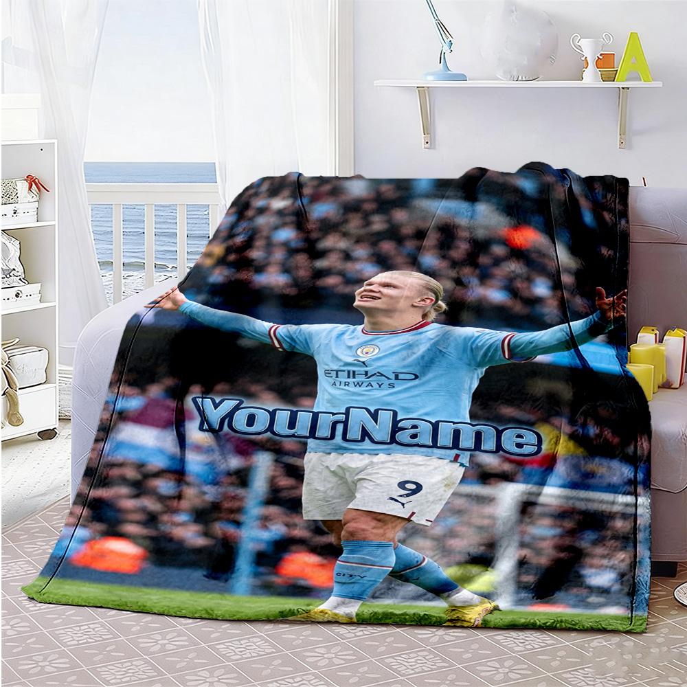 Haaland 7 Customize Text Blanket Lightweight Personalized Blanket Ultra-Soft for Nap Bed Sofa Living Room for All Occasions