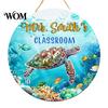 Farmhouse Classroom Sign Wooden Welcome for Door, to Our Round Smooth Surface Door Plaque Hanger, Front Hanging Sign, Back School Preschool Decoration