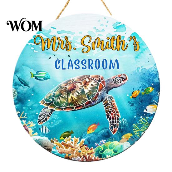 Farmhouse Classroom Sign Wooden Welcome for Door, to Our Round Smooth Surface Door Plaque Hanger, Front Hanging Sign, Back School Preschool Decoration