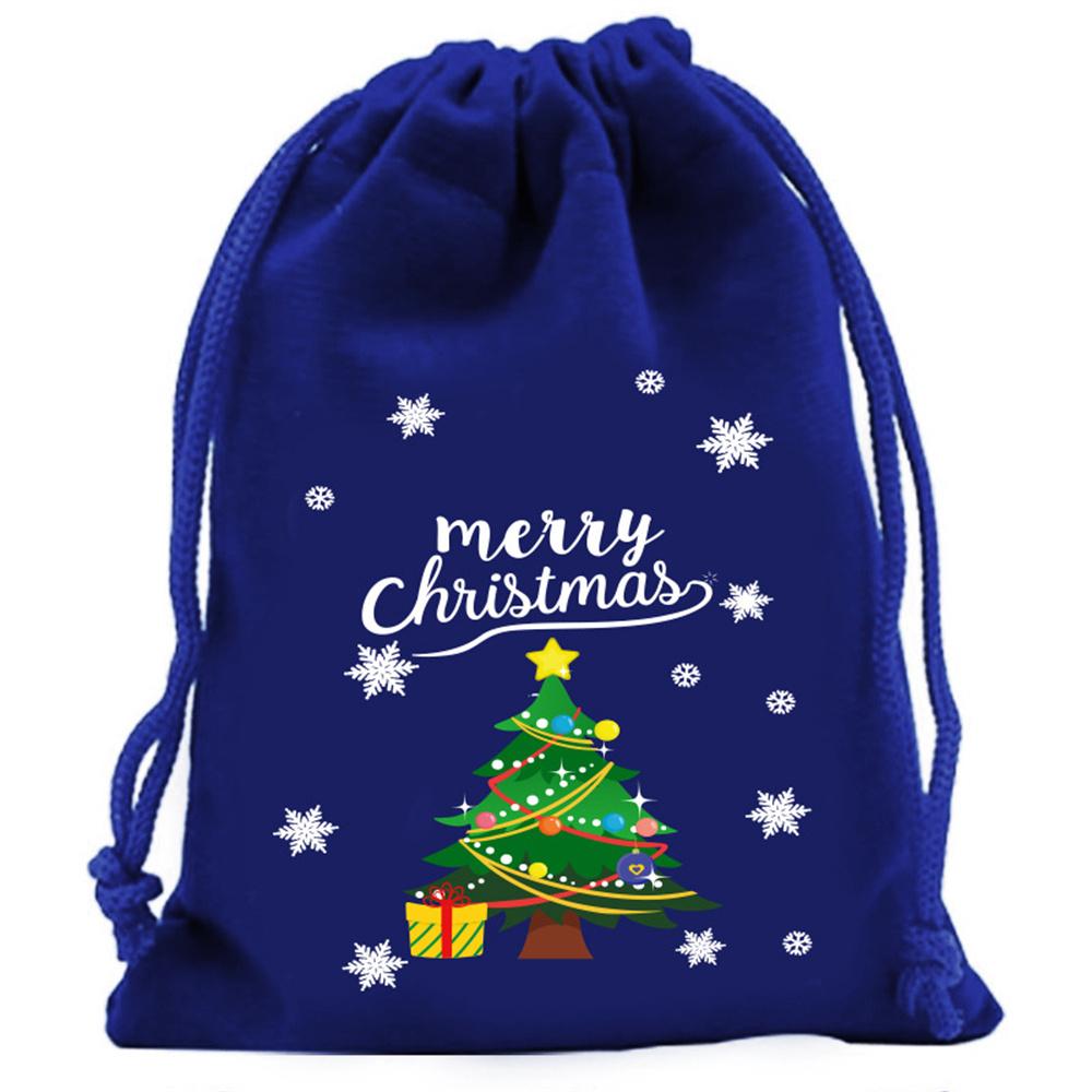 Christmas Cotton Linen Gift Bags Xmas Tree Printed Drawstring Pocket Christmas Party Gift Packaging Jewelry Storage Bags
