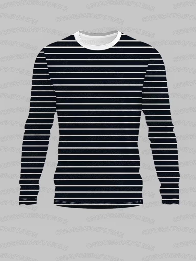 Men's Women's Long Sleeve Stripe Print T-Shirt Casual Wear Long Sleeve Top for Outdoor and Daily Wear T-shirt Pullovers