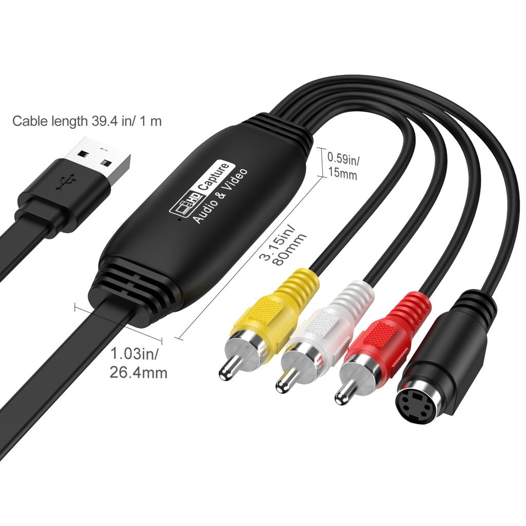 HW-1406B Audio Video RCA Capture Card USB To 4 Channel RCA Converter Support DVD/VCR/TV Box