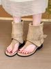 Natal Spice Girls Boots! Suede toe inner heightening trouser boots women's summer one-word buckle thick heel cool boots
