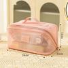 Portable Solid Color Mesh Cosmetic Bag Lightweight Space Saving Zipper Bags Large Capacity Travel Toiletry Storage Handbag
