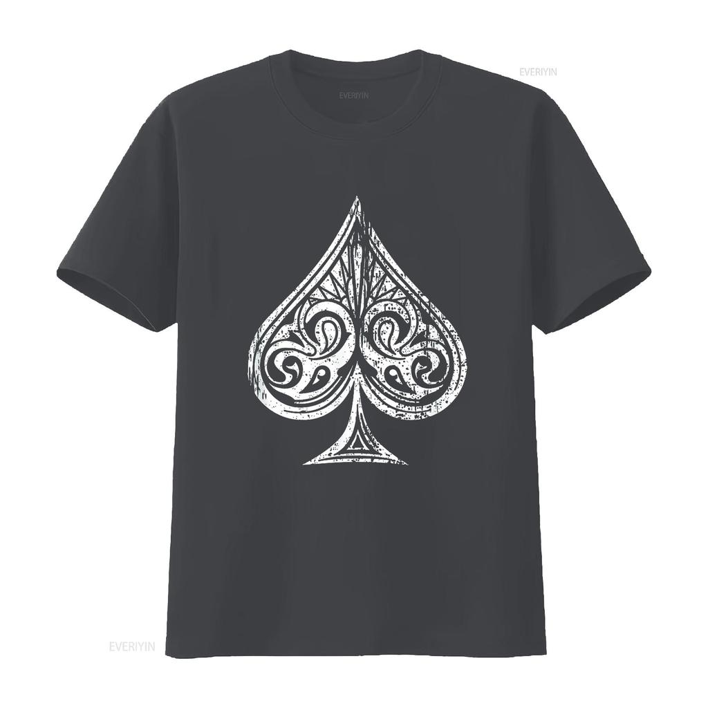 Womens Ace Of Spades T Shirt Black 2XL vintage Washed Versatile graphic Breathable Top For Everyday Wear Soft Stretched