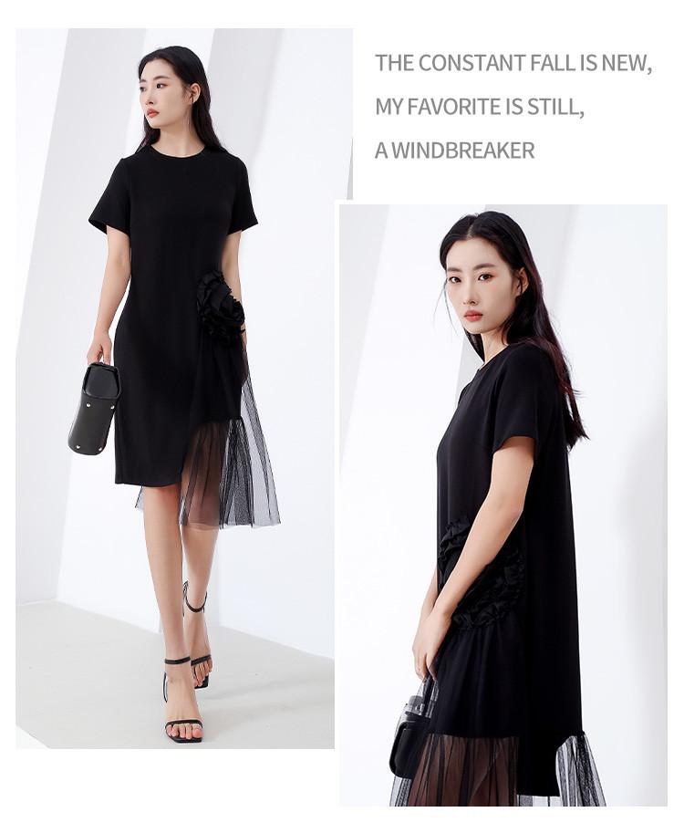 Little Black Dress Summer Solid Color Slimming Temperament Commuter Women's Dress