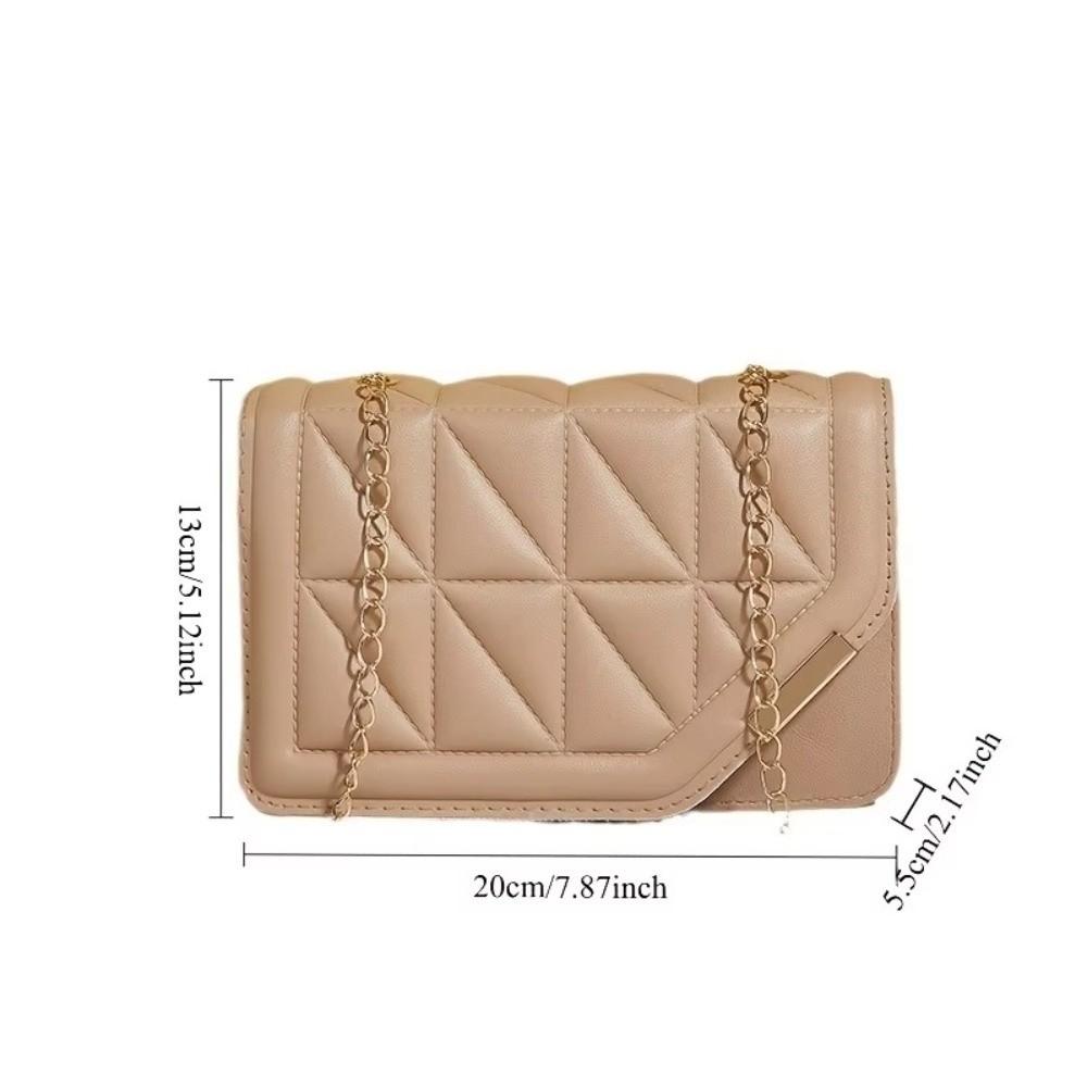 Fashion Accessory PU Leather Luxury Crossbody Bag Triangular Grid Quilted Pattern Women Handbag Chain Shoulder Bag Women Gift