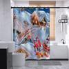 Christmas Winter Bathroom Curtain with Rugs Toilet Cover Mat Holiday Shower Curtain Printed Bath Curtain for Bathroom Decor