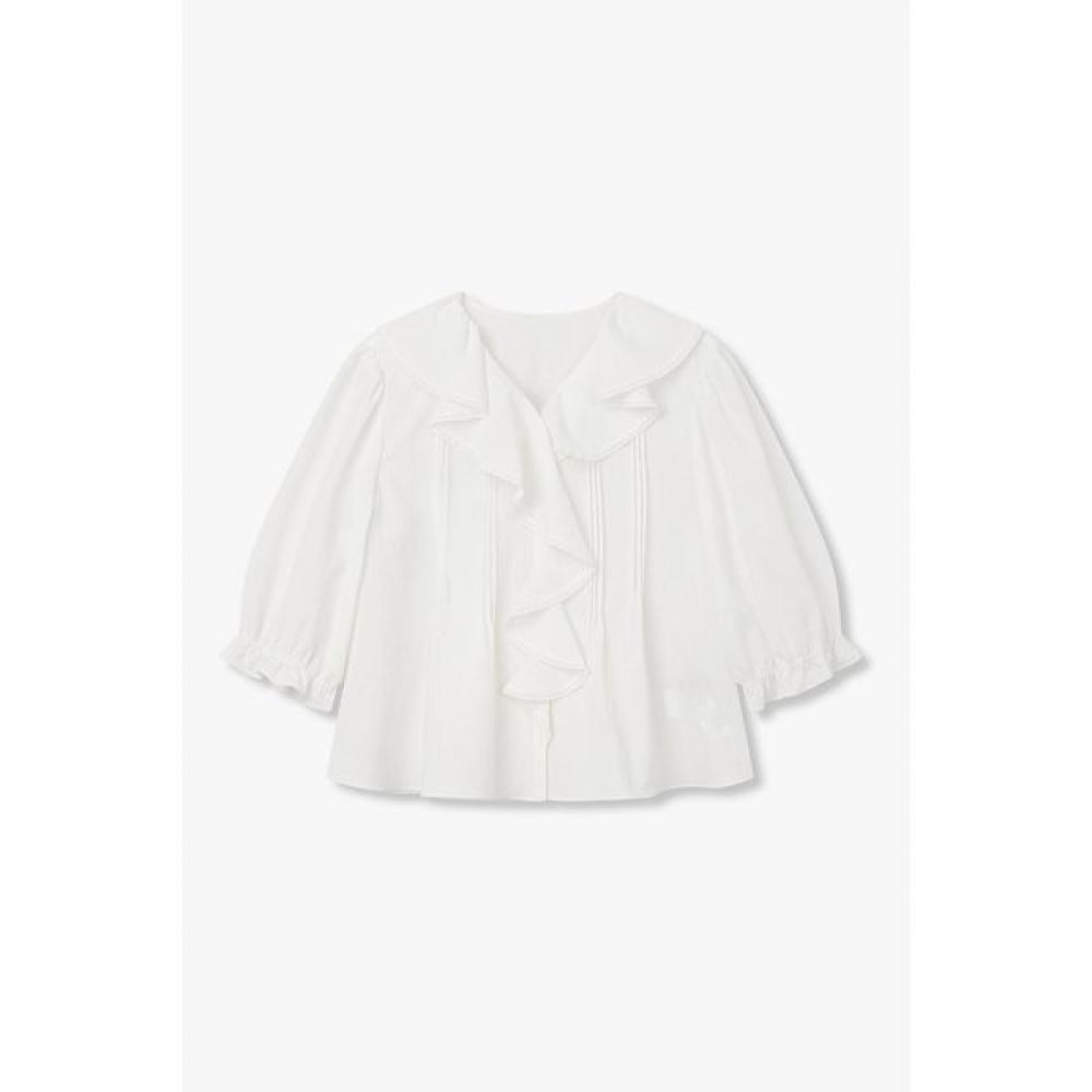 Vov Seersucker Frill Blouse 7156360001 white/S