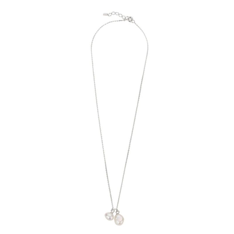 Charmy silver twin pearl-necklace