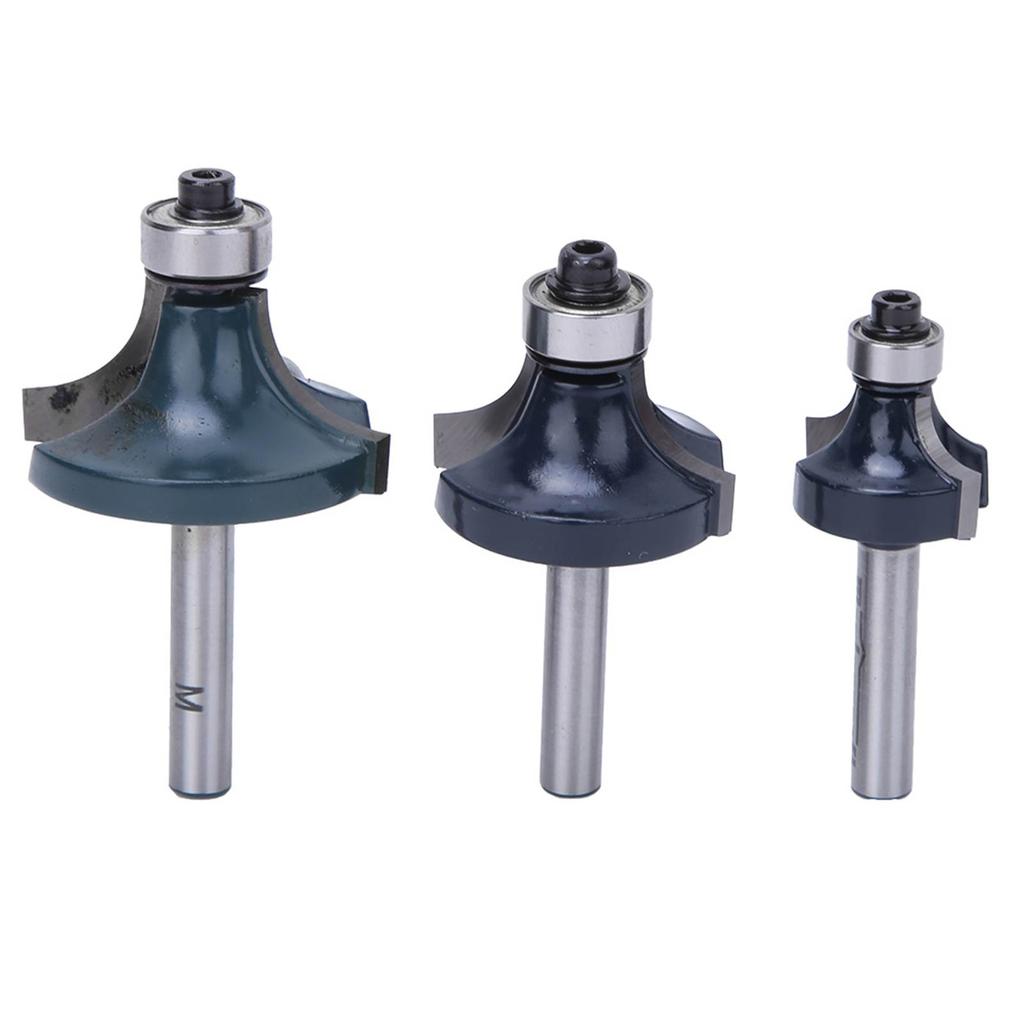3pcs Corner Round Over Router Bit 14 Inch Shank with Bearing Woodworking Milling Cutter