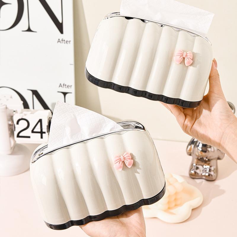 Cream White High-end Napkin Paper Cardboard Box Bread Spring Tissue Box Household Portable